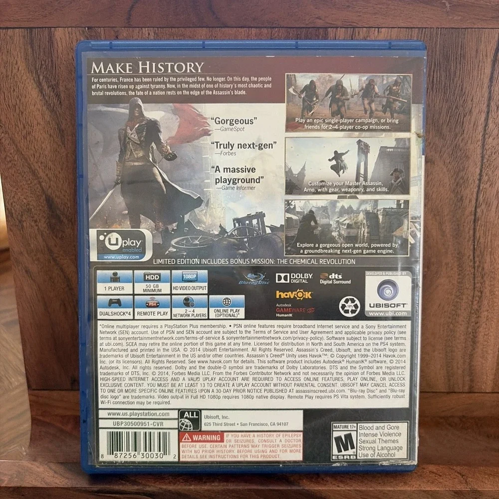 Assassin's Creed: Unity -- Limited Edition (Sony PlayStation 4, 2014)